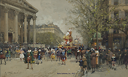 Le Carnival a Paris devant la Madeleine - Eugene Galien-Laloue