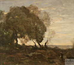 Arbres Tordus Sur Une Crete (Soleil Couchant) - Jean Baptiste Camille Corot