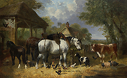 Horses, Goat, Cow, Pigs and Poultry in a Farmyard - John F. Herring, Jr.