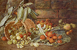 Still Life of Fruit Near a Brick Wall - Vincent Clare